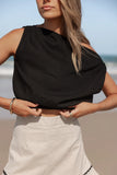 Boat neck sleeveless top